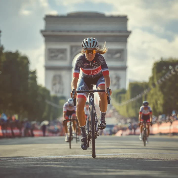 An illustrative cyclist in paris image.