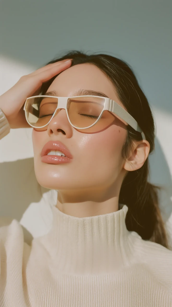 An illustrative sunlit sunglasses portrait image.